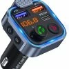 BT Carkit FM-zender Transmitter Adapter Bluetooth V5.0 Autoradio Diepe Basmuziekadapter Handsfree Autolader Met Dubbele USB-Poorten PD Type-C 18W QC 3.0 USB-Snellader Blauw Omgevingslicht -70Mai SHOP 550x612 3