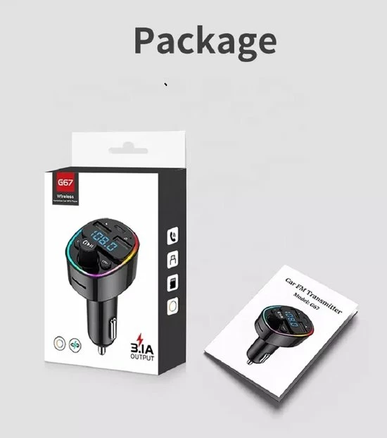 G67 Bluetooth Carkit FM Transmitter Bluetooth 5.0 - Carkit - Autolader - Led - Handsfree 6 G67 Bluetooth Carkit FM Transmitter Bluetooth 5.0 - Carkit - Autolader - Led - Handsfree - Image 4