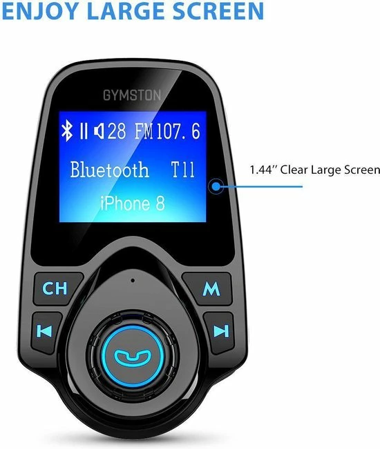 FM Transmitter Bluetooth Draadloze Carkit / MP3 Speler Mobiel / Handsfree Bellen In De Auto / AUX Input / Lader / USB Flash Drive / Muziek / Audio / Radio / TF Kaart / Carkit Adapter - Gymston - Zwart 7 FM Transmitter Bluetooth Draadloze Carkit / MP3 Speler Mobiel / Handsfree Bellen In De Auto / AUX Input / Lader / USB Flash Drive / Muziek / Audio / Radio / TF Kaart / Carkit Adapter - Gymston - Zwart - Image 5