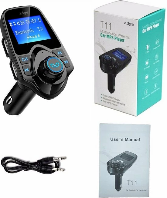 Adge Bluetooth FM Transmitter, 120 ° Rotatie Auto Radio Adapter CarKit Met 4 Music Play Modes / Hands-free Bellen / TF Kaart / USB Auto Lader / USB Flash Drive / AUX Input / Output 1.44 Inch LCD Display/ Bluetooth Carkit 5 In 1 5 Adge Bluetooth FM Transmitter, 120 ° Rotatie Auto Radio Adapter CarKit Met 4 Music Play Modes / Hands-free Bellen / TF Kaart / USB Auto Lader / USB Flash Drive / AUX Input / Output 1.44 Inch LCD Display/ Bluetooth Carkit 5 In 1 - Image 3
