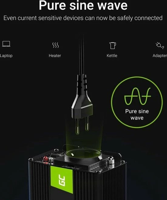 GREEN CELL Voltage Auto Omvormer 12V Naar 230V, 300W Zuivere Sinus Golf. 6 GREEN CELL Voltage Auto Omvormer 12V Naar 230V, 300W Zuivere Sinus Golf. - Image 4