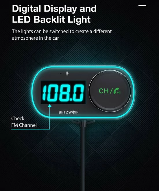 Merkloos Bluetooth FM Transmitter - Auto Lader - Carkit - Handsfree - USB 3.0 - MP3 - Snel Lader - Bluetooth Audio Receiver - Voor Vrachtwagen, SUV, Auto 6 Merkloos Bluetooth FM Transmitter - Auto Lader - Carkit - Handsfree - USB 3.0 - MP3 - Snel Lader - Bluetooth Audio Receiver - Voor Vrachtwagen, SUV, Auto - Image 4