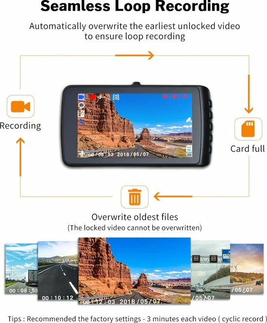 Homezie Dashcam - Met Achteruitkijk Camera - Dashcam Voor Auto - 1296P Resolutie - Scherp 4 Inch Scherm 10 Homezie Dashcam - Met Achteruitkijk Camera - Dashcam Voor Auto - 1296P Resolutie - Scherp 4 Inch Scherm - Image 8