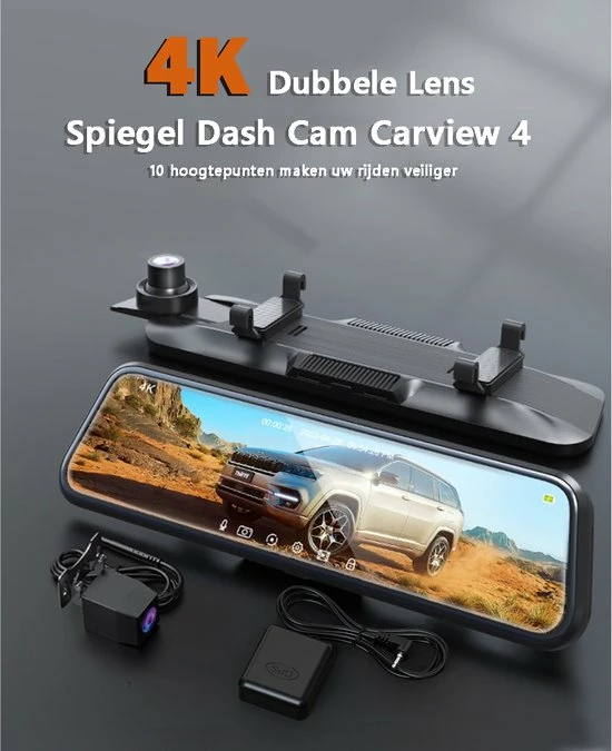 Bolture Dashcam - Dashcam Voor Auto - Dashcam Voor Auto Voor En Achter - Touchscreen - Loopopname - Spiegel - 4K - Nachtzicht 11 Bolture Dashcam - Dashcam Voor Auto - Dashcam Voor Auto Voor En Achter - Touchscreen - Loopopname - Spiegel - 4K - Nachtzicht - Image 9