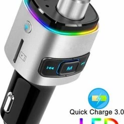 Opline Bluetooth FM Transmitter Voor In De Auto - Handsfree ?Bellen - Draadloze Carkit - Fastcharger USB Poort ? Led Verlichting/scherm - Muziek Luisteren Streamen ? Auto Snel Lader ? SD Kaart - MP3 - Adapter - Audio