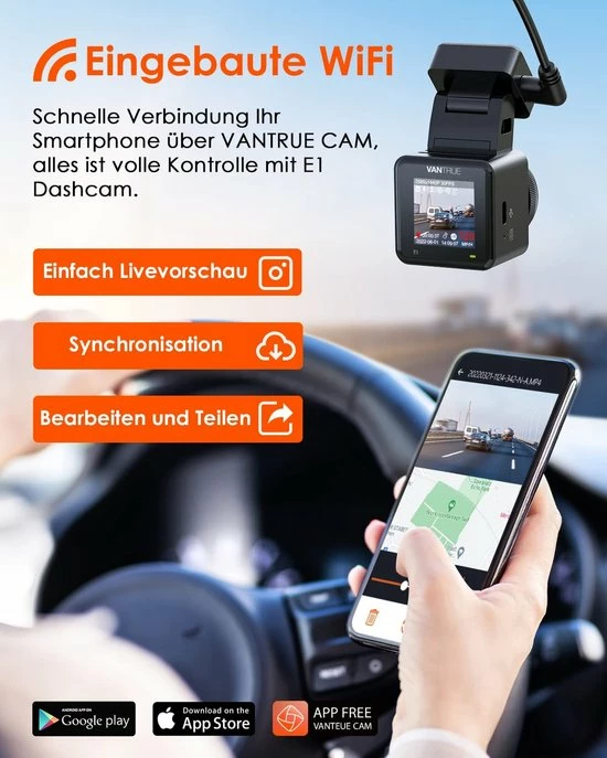 VANTRUE E1 1944P Mini Dashcam WiFi Dash Cam, Wireless- En Sprachgesteuerte Auto Camera Met HDR Nachtsicht GPS, 24Std. Puffer Parküberwachung, 1.54 Zoll 160° Loop Aufnahme G Sensor, Max. 512GB 6 VANTRUE E1 1944P Mini Dashcam WiFi Dash Cam, Wireless- En Sprachgesteuerte Auto Camera Met HDR Nachtsicht GPS, 24Std. Puffer Parküberwachung, 1.54 Zoll 160° Loop Aufnahme G Sensor, Max. 512GB - Image 4