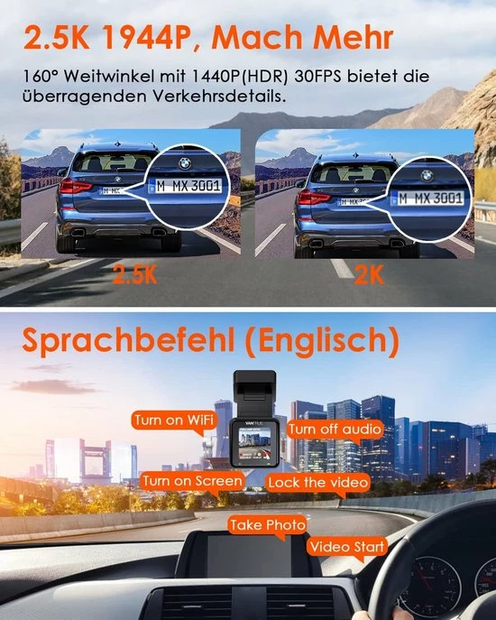 VANTRUE E1 1944P Mini Dashcam WiFi Dash Cam, Wireless- En Sprachgesteuerte Auto Camera Met HDR Nachtsicht GPS, 24Std. Puffer Parküberwachung, 1.54 Zoll 160° Loop Aufnahme G Sensor, Max. 512GB 7 VANTRUE E1 1944P Mini Dashcam WiFi Dash Cam, Wireless- En Sprachgesteuerte Auto Camera Met HDR Nachtsicht GPS, 24Std. Puffer Parküberwachung, 1.54 Zoll 160° Loop Aufnahme G Sensor, Max. 512GB - Image 5