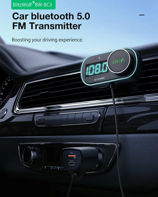 Merkloos Bluetooth FM Transmitter - Auto Lader - Carkit - Handsfree - USB 3.0 - MP3 - Snel Lader - Bluetooth Audio Receiver - Voor Vrachtwagen, SUV, Auto 9 Merkloos Bluetooth FM Transmitter - Auto Lader - Carkit - Handsfree - USB 3.0 - MP3 - Snel Lader - Bluetooth Audio Receiver - Voor Vrachtwagen, SUV, Auto - Image 7