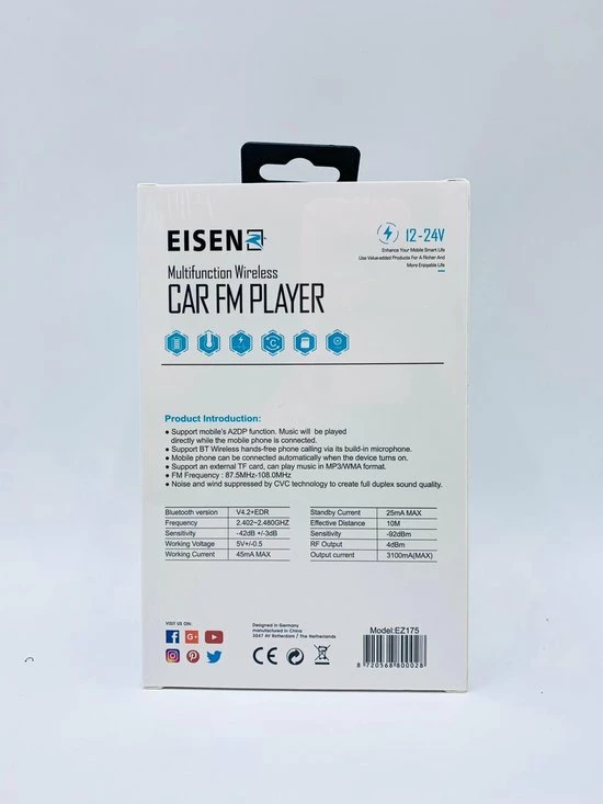 Eisenz EZ800 Bluetooth FM Transmitter, CarKit , Bluetooth Mp3 Player Play Modes / Hands-free Bellen / TF Kaart / USB Auto Lader / USB Flash Drive / AUX Input / Bluetooth Carkit 9 Eisenz EZ800 Bluetooth FM Transmitter, CarKit , Bluetooth Mp3 Player Play Modes / Hands-free Bellen / TF Kaart / USB Auto Lader / USB Flash Drive / AUX Input / Bluetooth Carkit - Image 7