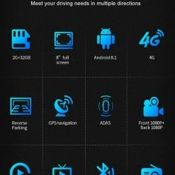 DrPhone DC10 Smart Dashcam 8 Inch Full Touch IPS-scherm - 4G - Achteruitrijcamera - Android 8.1 Met WiFi/GPS/Navi/ADAS/Dual Lens/1080P/180 Graden Vouwbaar - Parkeerstand Camera -70Mai SHOP 550x733 14