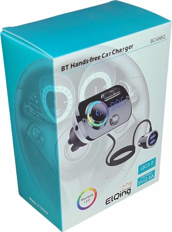 ElQing FM Transmitter Bluetooth - Draadloze Carkit - 2x Fastcharger USB Poort - Handsfree Bellen - Voor Alle Telefoons - FM Transmitter Auto 5 ElQing FM Transmitter Bluetooth - Draadloze Carkit - 2x Fastcharger USB Poort - Handsfree Bellen - Voor Alle Telefoons - FM Transmitter Auto - Image 3