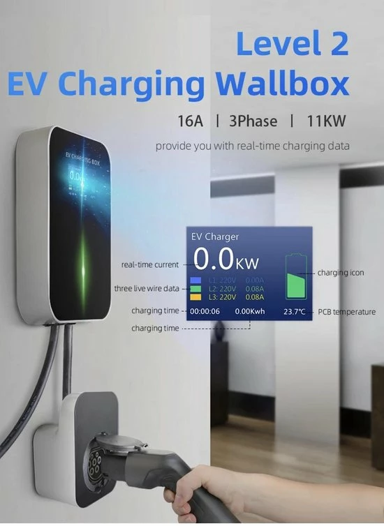 Laadpaal Wallbox Laadstation EV Charger 11kw 16A 3-Fase Type 2 Stopcontact Besen Laadpaal Wallbox Laadstation EV Charger 11kw 16A 3-Fase Type 2 Stopcontact -70Mai SHOP
