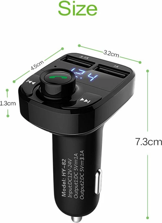 Bluetooth Carkit FM Transmitter om Handsfree te Bellen en Draadloos Muziek te Streamen, Met Volumeknop en Oplaadfunctie Voor 2 Telefoons Tegelijkertijd | Display | Handsfree Bellen | USB Oplader | MP3 Speler | Bluetooth | Aux | TF-Kaart | HY-82 Merkloos Bluetooth Carkit FM Transmitter Om Handsfree Te Bellen En Draadloos Muziek Te Streamen, Met Volumeknop En Oplaadfunctie Voor 2 Telefoons Tegelijkertijd | Display | Handsfree Bellen | USB Oplader | MP3 Speler | Bluetooth | Aux | TF-Kaart | HY-82 -70Mai SHOP