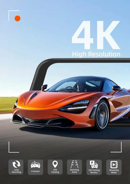 Wolfox Spiegel Dashcam G850H -12" IPS Touchscreen 4K + Full HD Duo Camera GPS Tracker (Gratis 32 GB TF-kaart) 4 Wolfox Spiegel Dashcam G850H -12" IPS Touchscreen 4K + Full HD Duo Camera GPS Tracker (Gratis 32 GB TF-kaart) - Image 2